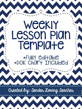 Preview of Weekly Lesson Plan Template with DOK Chart - Fully Editable