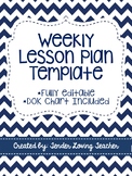 Weekly Lesson Plan Template with DOK Chart - Fully Editable