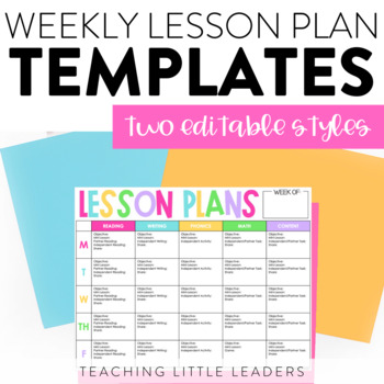 Preview of Weekly Lesson Plan Templates | Editable | with Distance Learning Versions
