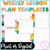Weekly Lesson Plan Templates Editable Digital or Print Sim
