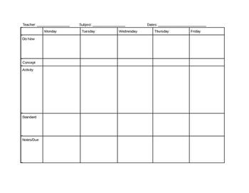 Weekly Lesson Planing Sheet by The Literary Lion | TpT