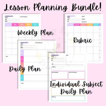 Preview of Weekly Lesson Planner Bundle | Daily Lesson Planner | Printable PDF