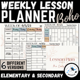 Weekly Lesson Planner Template BOHO - Fully Editable Google & PPT