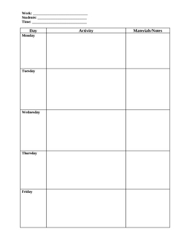 Preview of Weekly Lesson Planning Template