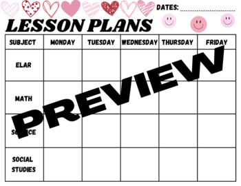 Preview of Weekly Lesson Planning Template - February
