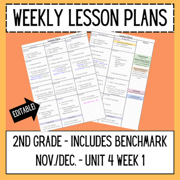 Preview of Weekly Lesson Plans - 2nd grade Benchmark Unit 4 Week 1