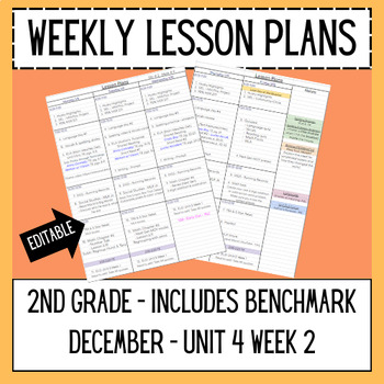 Preview of Weekly Lesson Plans - 2nd grade Benchmark Unit 4 Week 2