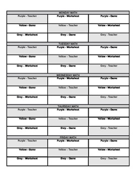 Weekly Lesson Plans - Organizing Reading Groups, Math Groups, and ...