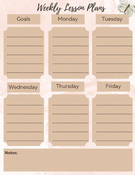Preview of Weekly Lesson Plans Template - Printable