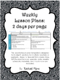 Weekly Lesson Plans (Workshop, Centers, Co-Teaching, Para Ed)
