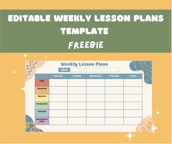 Preview of Weekly Lesson Plans and Observations Template
