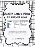 Weekly Lesson Plans by Subject Area (Special Ed)