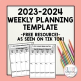 Weekly Lesson Template 2023-2024---Freebie as seen on Tik Tok!