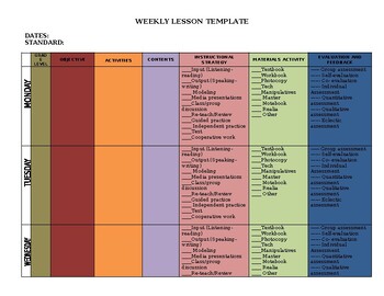 Preview of Weekly Lesson plan template with instructional strategies and assessments list.