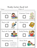 Weekly Literacy Center Check List