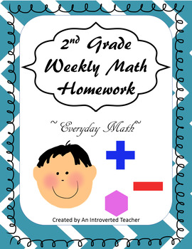 Preview of Weekly Math Homework~ 2nd Grade