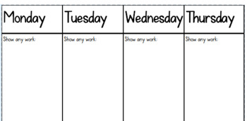 Weekly Math Homework Page by 5th Grade Escapades | TpT