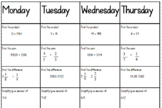 Weekly Math Homework Page