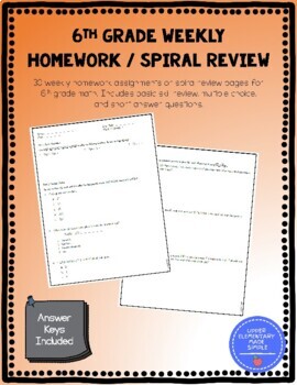 Preview of 6th Grade Math Homework