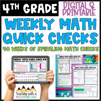 Preview of Weekly Math Quick Checks 4th Grade