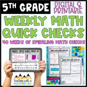 Preview of Weekly Math Quick Checks 5th Grade