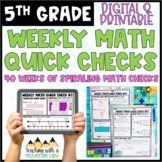Weekly Math Quick Checks 5th Grade