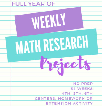 Preview of Weekly Math Research Projects-- 3rd-6th Grade for the ENTIRE YEAR!