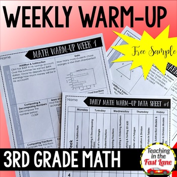 Preview of Weekly Math Review 3rd Grade FREE One Week Sample