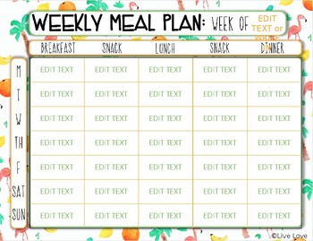 google sheet meal plan editable