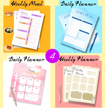 Preview of Weekly Meal Plan Template Daily planner Back to School Weekly Planner Bundle