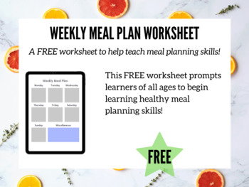 Preview of Weekly Meal Plan Worksheet