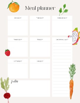 Preview of Weekly Meal Planner: Vibrant and Healthy Meal Planning Made Easy