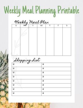 Preview of Weekly Meal Planning Printable