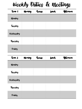 Preview of Weekly Meetings and Playground Duty Organiser