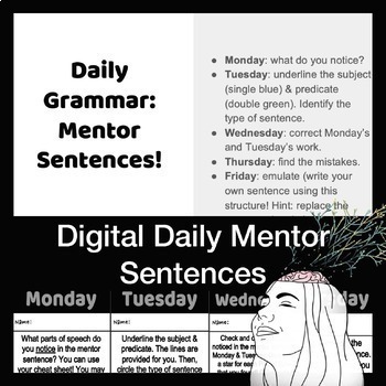 Preview of Weekly Mentor Sentence Activities || Distance Learning! Digital & Printable!