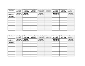 Preview of Weekly Missing Homework Tracker - Great Tool for Conferences!