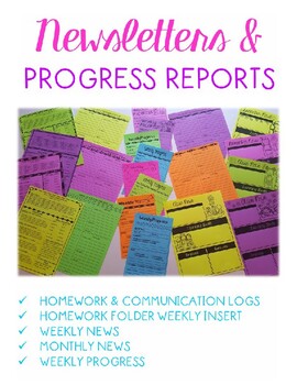 Preview of Parent Homework & Contact Logs, Newsletters, & Progress Reports Templates