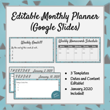 Preview of Weekly/Monthly Planner (Google Slides) - Editable