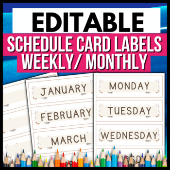 Preview of Weekly/ Monthly Schedule Card Labels → PRINTABLE Classroom Tags