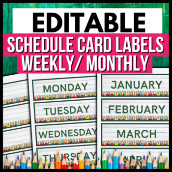 Preview of Weekly/ Monthly Schedule Card Labels → EDITABLE / PRINTABLE Classroom Tags