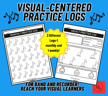 Preview of Weekly & Monthly Visual Practice Logs For Music! SEL, Band, and Recorder Class!
