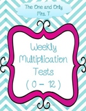 Weekly Multiplication Tests 0 - 12 Fact Fluency