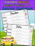 Weekly Name Practice and Behavior Check Sheet - School The