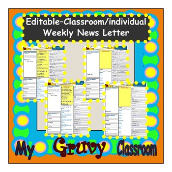 Preview of FREEBIE - Editable - Weekly News Letter - Class / Individual -
