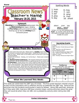 Preview of Weekly Newsletter Cover Sheet Template - February