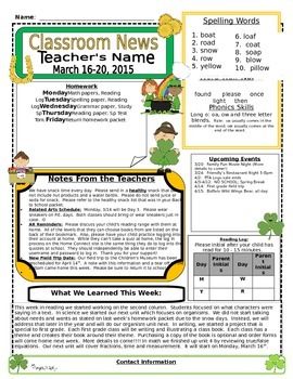 Preview of Weekly Newsletter Cover Sheet Template - March