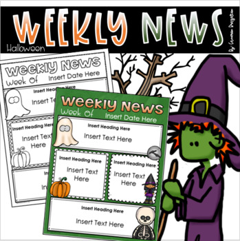 Preview of Weekly Newsletter Template Editable Halloween October Fall Autumn Theme