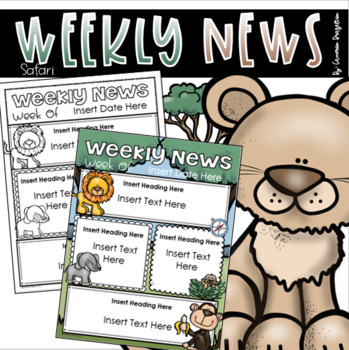 Preview of Weekly Newsletter Template Editable Jungle Safari Theme