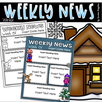 Preview of Weekly Newsletter Template Editable Winter Snow January Theme
