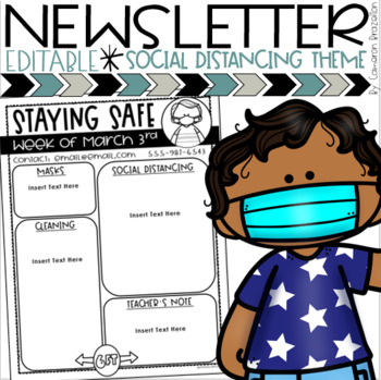 Preview of Weekly Newsletter Template Social Distancing Health and Safety Theme EDITABLE